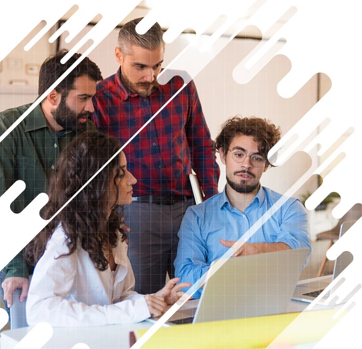 People working together around a computer